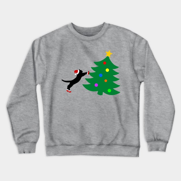 Cat ruining Christmas tree Crewneck Sweatshirt by Mandz11